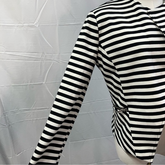 Forever 21 Open Front Bomber‎ Jacket Striped zippers Steampunk Skater Medium New - Picture 5 of 12